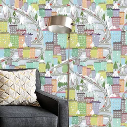 ArtzFolio Grey & Green Conversational Printed Water Resistant Peel & Stick Wallpaper-image-44
