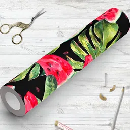 ArtzFolio Black & Red Floral & Botanical Printed Self Adhesive Wallpaper-image-84