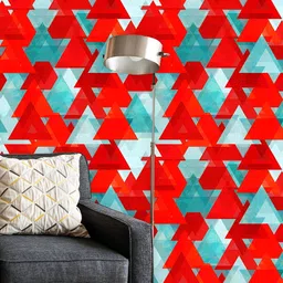 ArtzFolio Red & Blue Abstract Printed Peel & Stick Self-Adhesive Wall Sticker-12