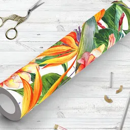ArtzFolio Green & Orange Colored Printed Self Adhesive Wallpaper-image-78