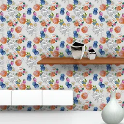 ArtzFolio Grey & Orange Printed Peel & Stick Wall Decal-19