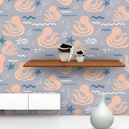 ArtzFolio Grey & Orange-colored Printed Self-Adhesive Water-Resistant Wallpaper-27