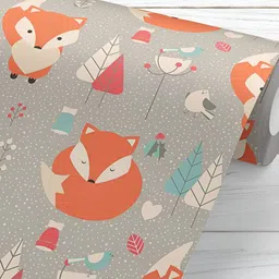 ArtzFolio Grey & Orange Printed Peel & Stick Self-Adhesive Wallpaper-30