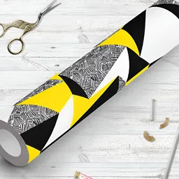 ArtzFolio White & Yellow Geometric Printed Water Resistant Peel & Stick Wallpaper-13