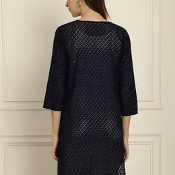 Dressitude Self Design Longline Cotton Open Front Shrug image 3