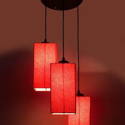 Devansh Red Cotton Square Cluster Hanging Lamp image 3