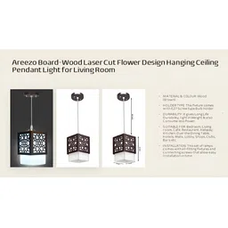 Whiteray Brown & White 4 Pieces Textured Square Ceiling Lamp image 5