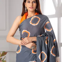 JALTHER Geometric Printed Pure Cotton Block Print Saree image 5