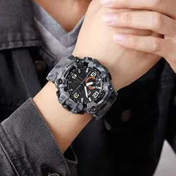 V2A Men Black & Grey Straps Analogue and Digital Multi Function Watch V2A-1520-Camogrey image 2