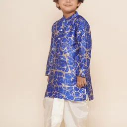 Sethukrishna Boys Abstract Printed Mandarin Collar Kurta with Dhoti Pants image 2