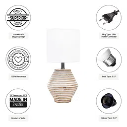 Pinecraft INTERNATIONAL White Atury Table Lamp With Cylinder Shade image 5