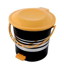 Kuber Industries Set Of 2 Black & Orange Dustbin With Handle image 2