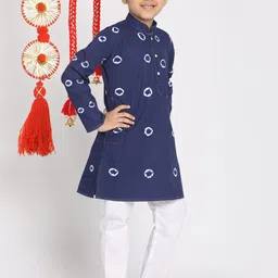 VASTRAMAY Boys Navy Blue Printed Regular Kurta with Pyjamas image 2