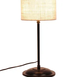 Devansh White & Black Solid Traditional Buffet Table Lamp with Shade image 5