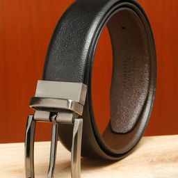 teakwood leathers Men Black Genuine Leather Reversible Belt-picture-3
