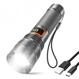SUPER RANGE XPE Flashlight Rechargeable Zooming METAL Torch Light Torch-20