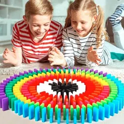 ladwa 120 Pcs Super Dominos Blocks, 12 Color Bulk Wooden Dominos-picture-2