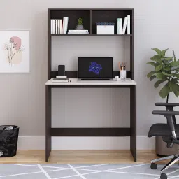 Qualish Computer Table with Hutch, Workstation WFH Table Desk, Engineered Wood Study Table-48