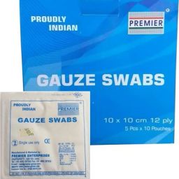 Pack Of 50 counts GAUZE SWAB 10 cm X 10 cm 12 Ply | STERILE SWAB| ( 5 Pcs X 10 Pouches ) Sterile Gauge Roll-image-43