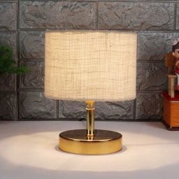 Gabrielle White Jute Shade Night Lamp With Metal Base By New Era-picture-4