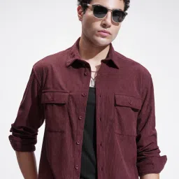 Men Relaxed Fit Fit Self Design Cut Away Collar Casual Shirt-image-20