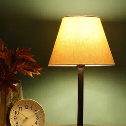 BTR CRAFTS Cream & Black Frustum Shaped Metal Table Lamp with Adjustable Cord-17