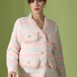 Women Self Design Single Breasted Party Blazer-image-10