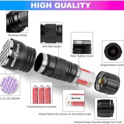 amicivision 21 LED UV Torch Light 395-400nm LED UV Flashlight (Without Battery) Torch image 4