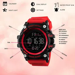 V2A Men Black Dial & Red Straps Digital Multi Function Chronograph Watch V2A-Sk-04-Red image 3