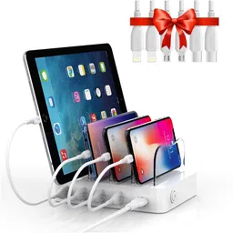 Soopii 22W Type A 4-Port Fast Charging Station (Type A to Type C, Type A to Micro USB & Type A to Lightning Cable, VoltageBoost Technology, White)-13
