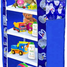Multipurpose Plastic Baby Almirah/Kids Wardrobe/Folding Almirah, 6 Shelves Cotton Collapsible Wardrobe-5