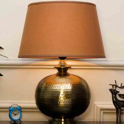 kapoor lampshades Peony Brass Finish Table Lamp With Beige Cotton Shade-picture-42
