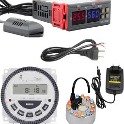 DHRUV-PRO STC-3028 Dual LED Thermometer Hygrometer + 24V Fogger + Timer Switch TM619H-2 Multipurpose Controller-13