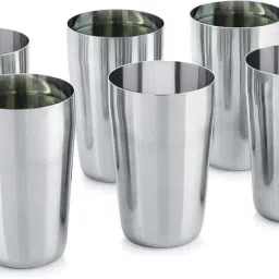 (Pack of 6) Steel Juice Glass Set of 6 Pieces -300ml/ Multipurpose Serving Glass Glass Set Water/Juice Glass-11