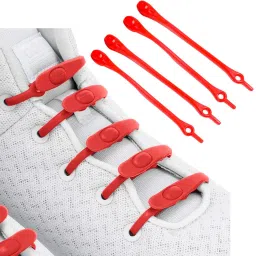 MOMISY Elastic Shoelaces Stretchy Silicone Elastic Special No Tie Shoe Laces for Children and Adults Lazy Tieless Suitable for All Shoes-Red, 14Pcs Shoe Lace-image-33
