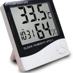 HTC-1 Digital Hygrometer Thermometer Humidity Meter With Clock LCD Display Hydrometer-27