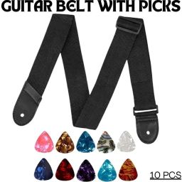 Acoustic Guitar Strap for Acoustic Guitar Black Guitar Belt with Picks Guitar String-picture-14