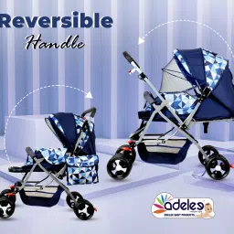 odelee Adjustable Backrest, 360° Swivel Wheel , Reversible Handlebar Baby Pram Stroller image 4