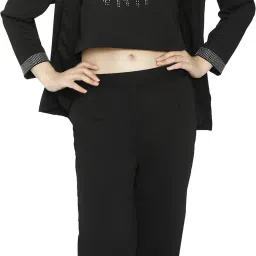 Women 3Pc Co-Ord Set |Top, Pants And Blazer Solid Suit-image-7