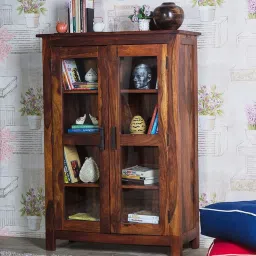 Solid Sheesham Wood Book Shelf Cabinet with 2 Glass Door and 3 Shelf for Home Solid Wood Close Book Shelf-picture-13
