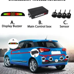 fabtec New* Car Parking Sensor Black Universal For Car Beeper Reversing Radar 4 SensorS Sound Digital Premium High Quality Waterproof Sensor (For 2005,2006,2007,2008,2009,2010,2011,2012,2013,2014,2015,2016,2017,2018,2019,2020) Parking Sensor image 4