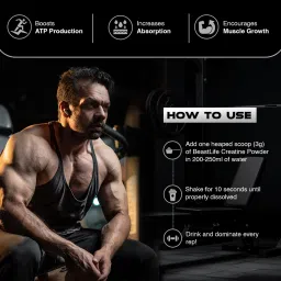 beastlife Super Micronized Creatine Monohydrate Unflavoured 100g | NABL Lab Tested Creatine image 4