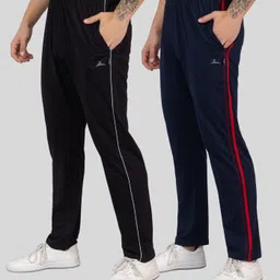 zeffit Pack of 2 Men Solid Black, Dark Blue Track Pants-picture-45