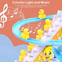 adm Duck Slide Toy Set, Automatic Stair Track Set for Kids, Lights & Music 3 Duck image 4