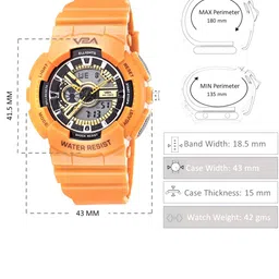 V2A Unisex Kids Yellow Dial & Yellow Straps Analogue and Digital Multi Function Watch V2A-CS-309B-Yellow image 5