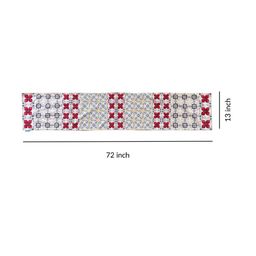 Tasseled Home Cream-Colored & Pink Printed Rectangular Table Runner image 5