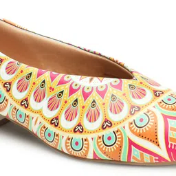 Denill Printed Pointed Toe Comfortable Block Heeled Pumps image 5