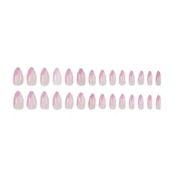 LICK 12 Pcs Pink French Tips Artificial Stick On Nails With Application Kit image 5