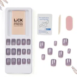 Lick 24 Pcs Artificial Reusable Oval Nail Extensions with Application Kit - Lavender image 3