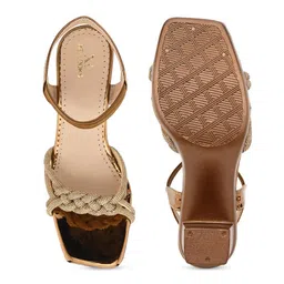 XE Looks Embellished Open Toe Backstrap Block Heels image 2
